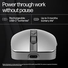 HP 710 Rechargeable Silent Mouse/6 programmable buttons/90-day Rechargeable Battery Life Track-On Glass Sensor(Silver)